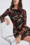 Floral Sheer Sleeve Mini Casual Dress