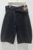 Wrap-Front Denim Shorts