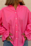 Striped Ruffle Cuff Button-Front Shirt