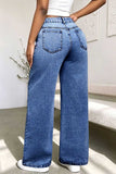 Asymmetric Waist Wide-Leg Baggy Jeans