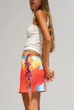 Floral Print Side Tie Mini Skirt