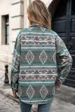 Geometric Print Button-Front Collared Coat